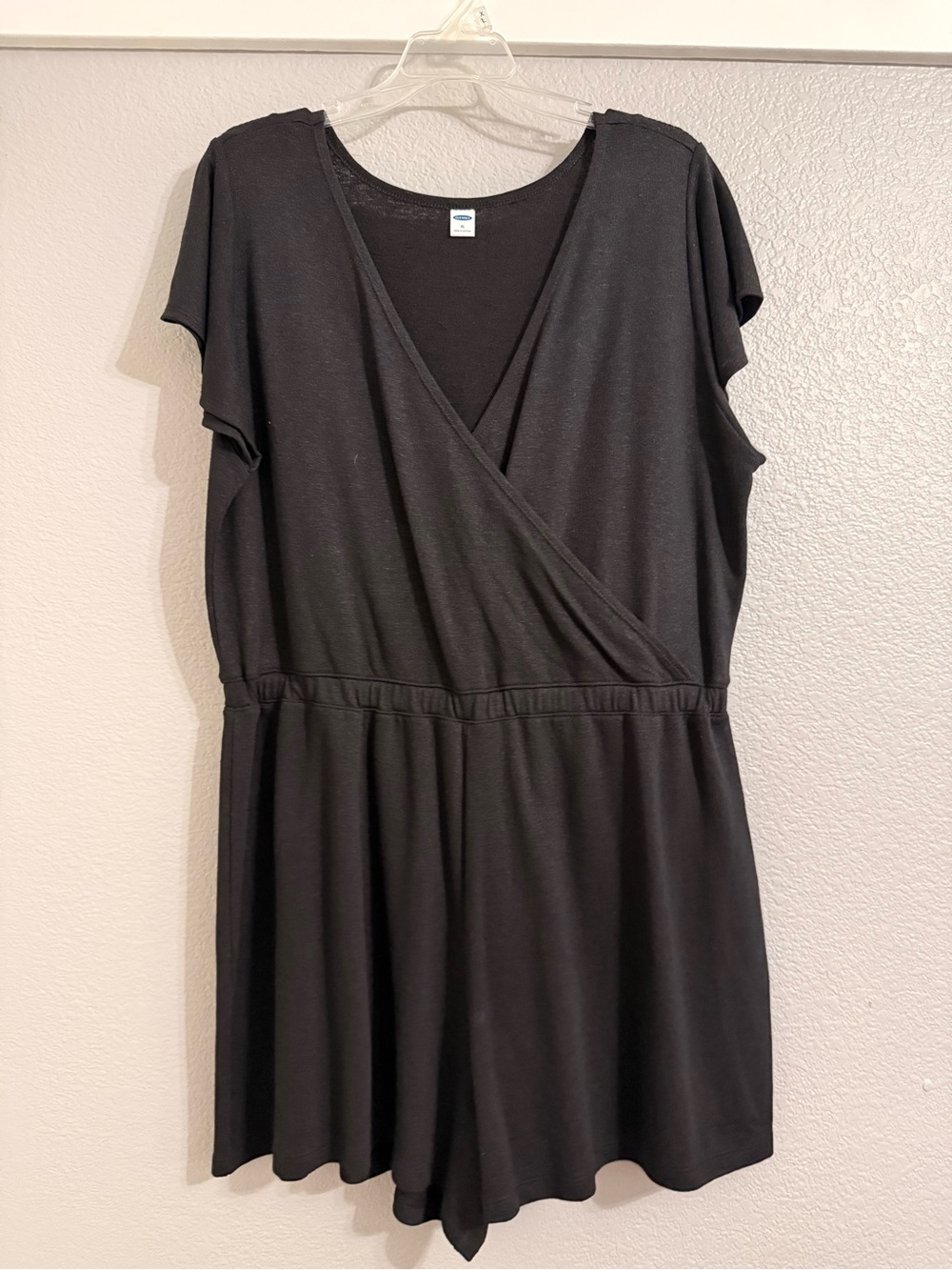 Old Navy Black Short Sleeve Wrap Romper